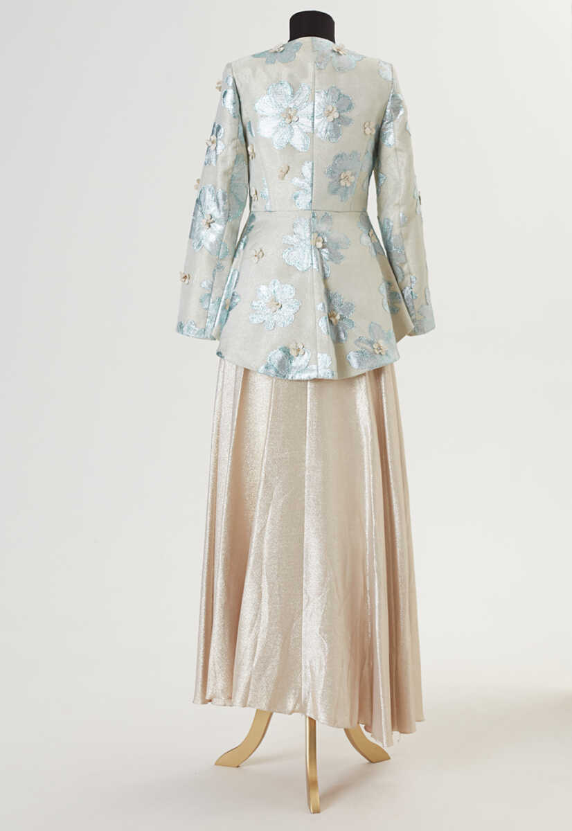 15y1027 Çiçek Desenli Ceketli Abiye Elbise, Tesettür Giyim