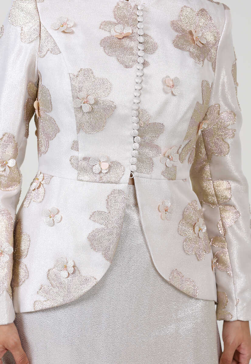 15y1027 Çiçek Desenli Ceketli Abiye Elbise, Tesettür Giyim