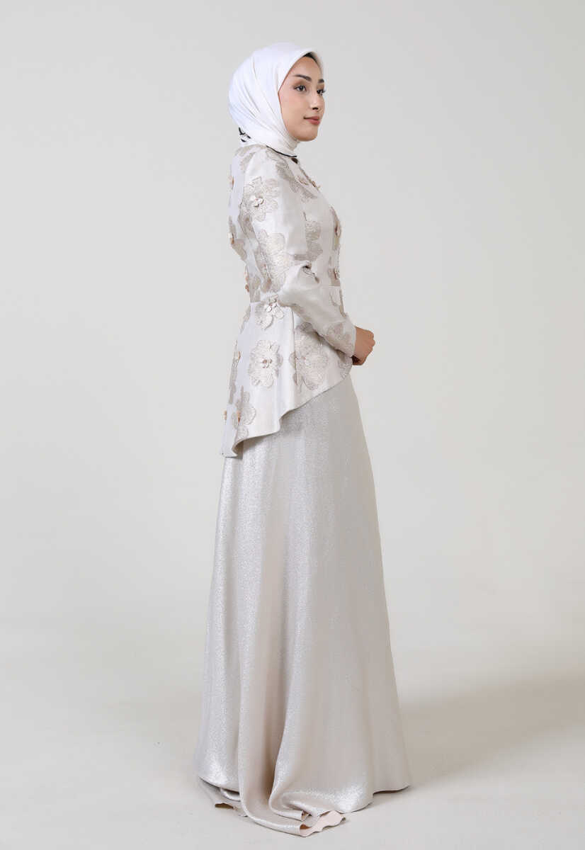 15y1027 Çiçek Desenli Ceketli Abiye Elbise, Tesettür Giyim