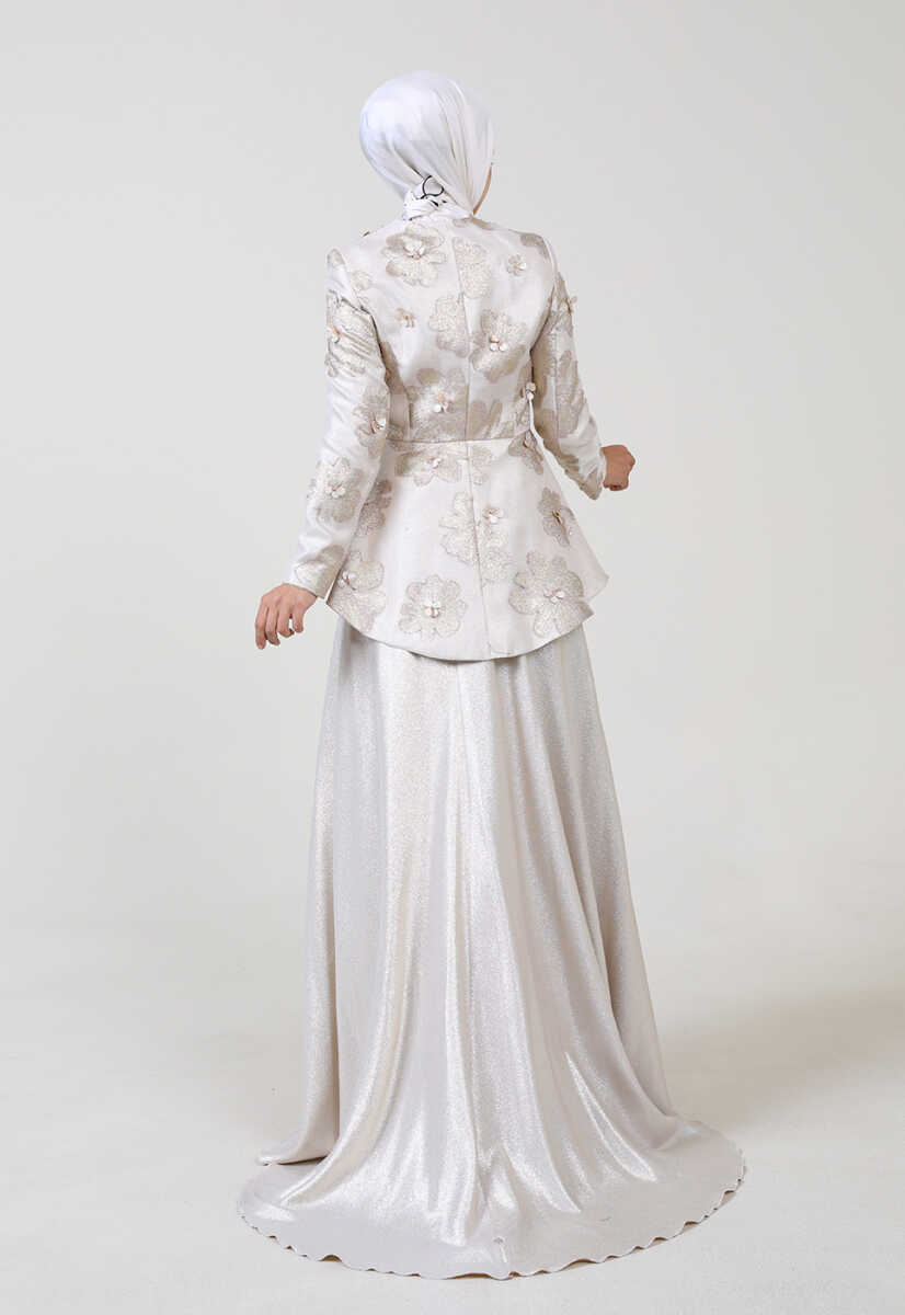 15y1027 Çiçek Desenli Ceketli Abiye Elbise, Tesettür Giyim