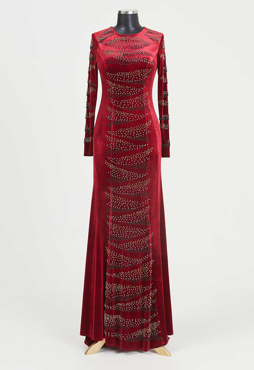 16K1015 BONCUK İŞLEMELİ KADİFE ABİYE, Tesettür Giyim