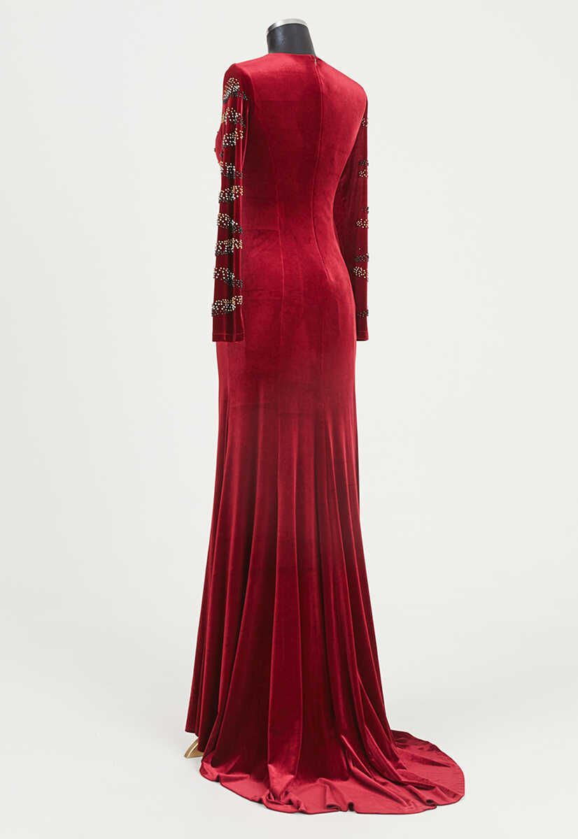 16K1015 BONCUK İŞLEMELİ KADİFE ABİYE, Tesettür Giyim