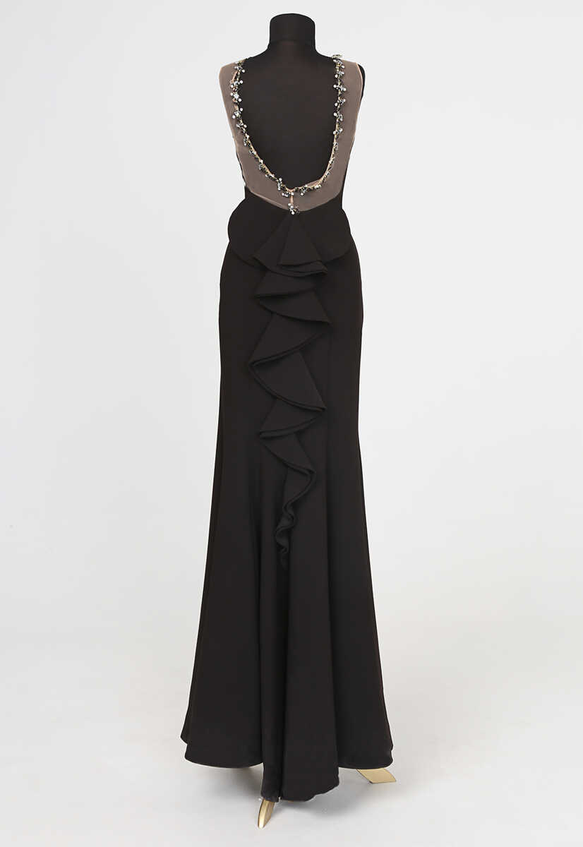 4274 Arkası Volanlı Tül Detaylı Abiye, Tesettür Giyim