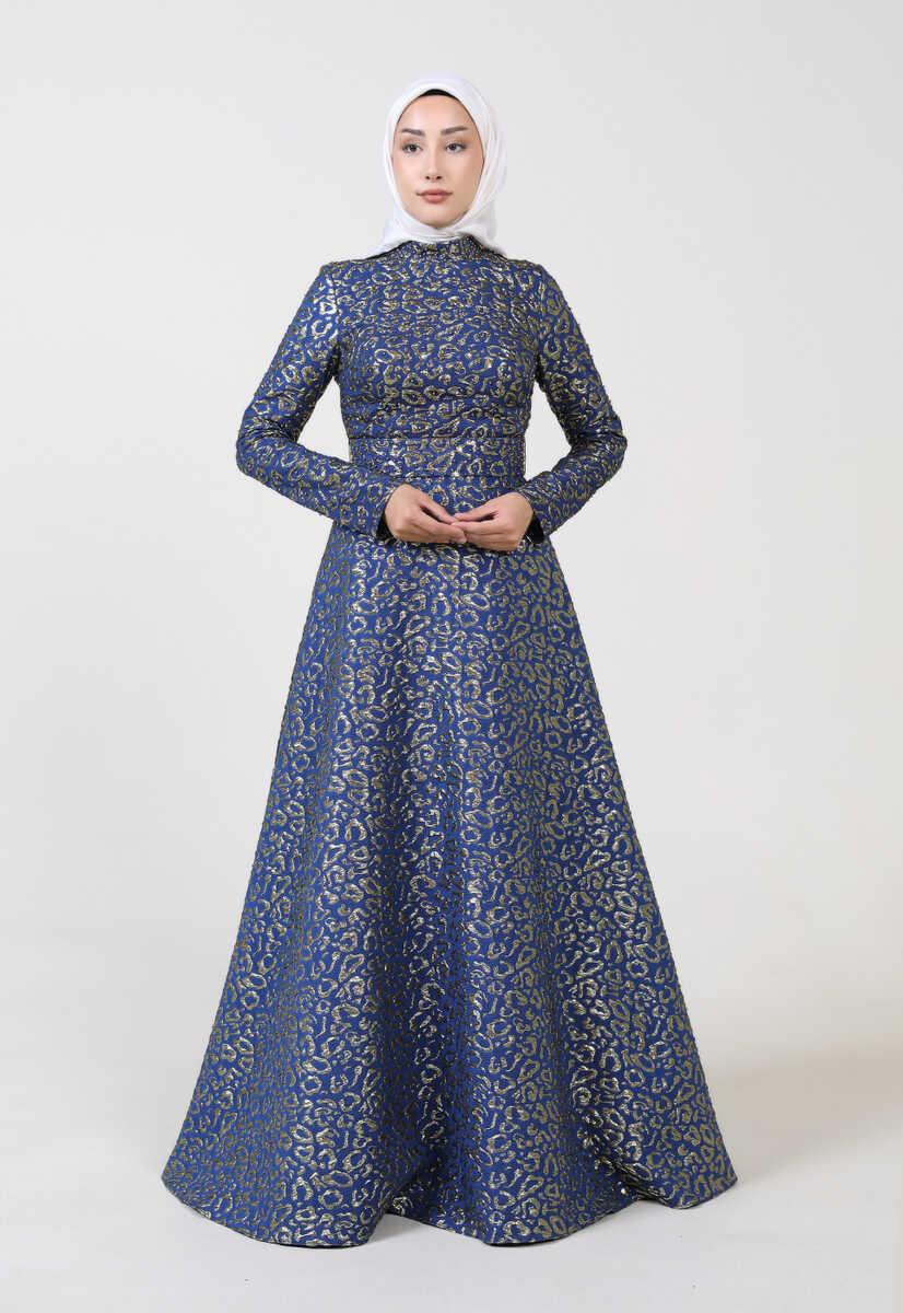 17k191004 Kuşak Detaylı Abiye Elbise, Tesettür Giyim