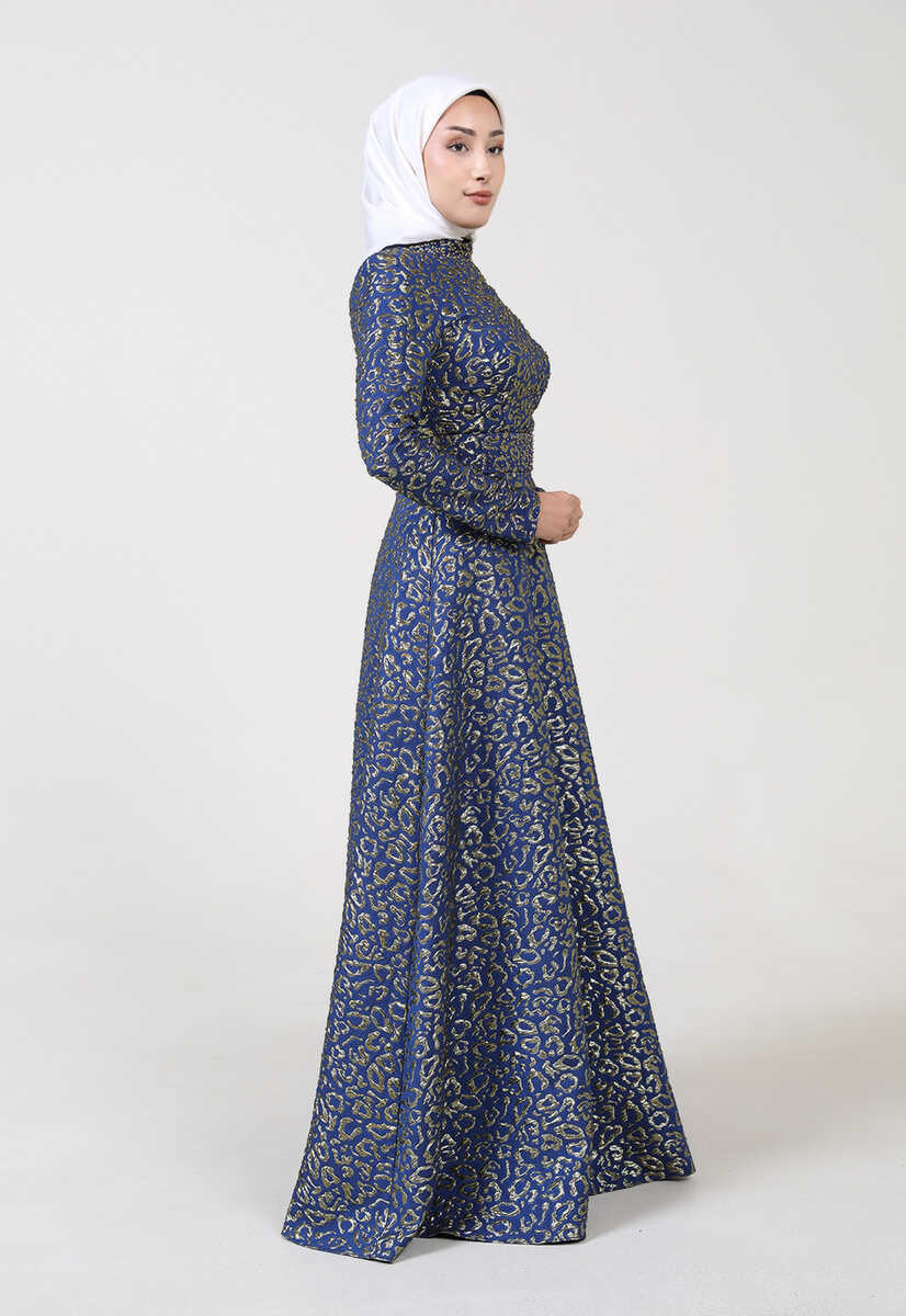 17k191004 Kuşak Detaylı Abiye Elbise, Tesettür Giyim