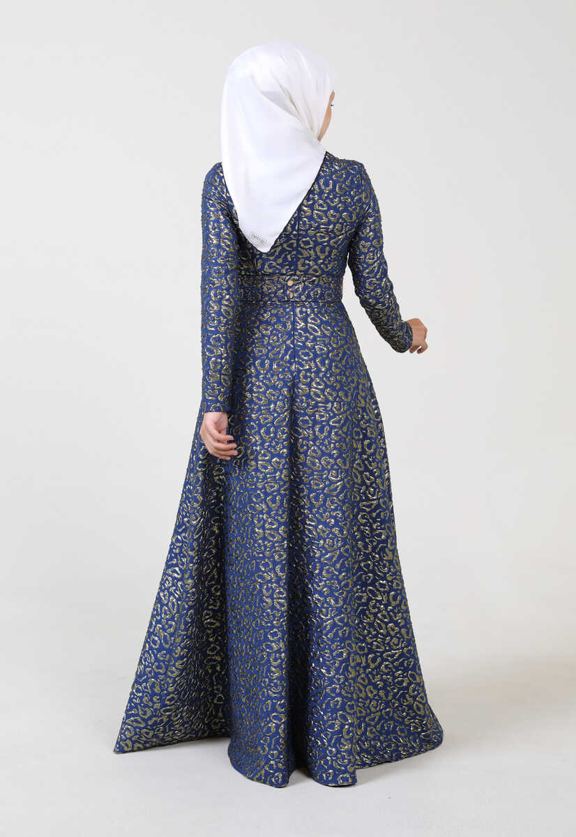 17k191004 Kuşak Detaylı Abiye Elbise, Tesettür Giyim