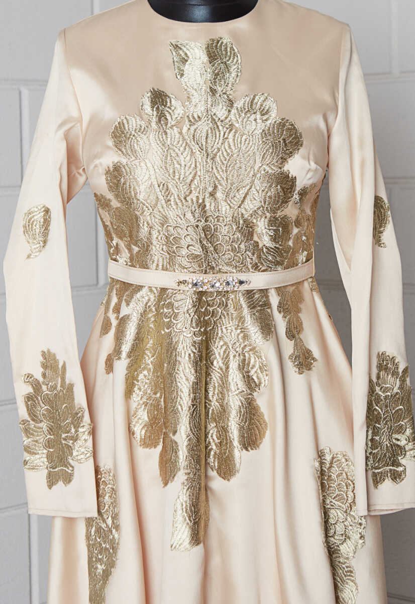 17Y1052 GÜPÜRLÜ KEMER DETAYLI ABİYE, Tesettür Giyim