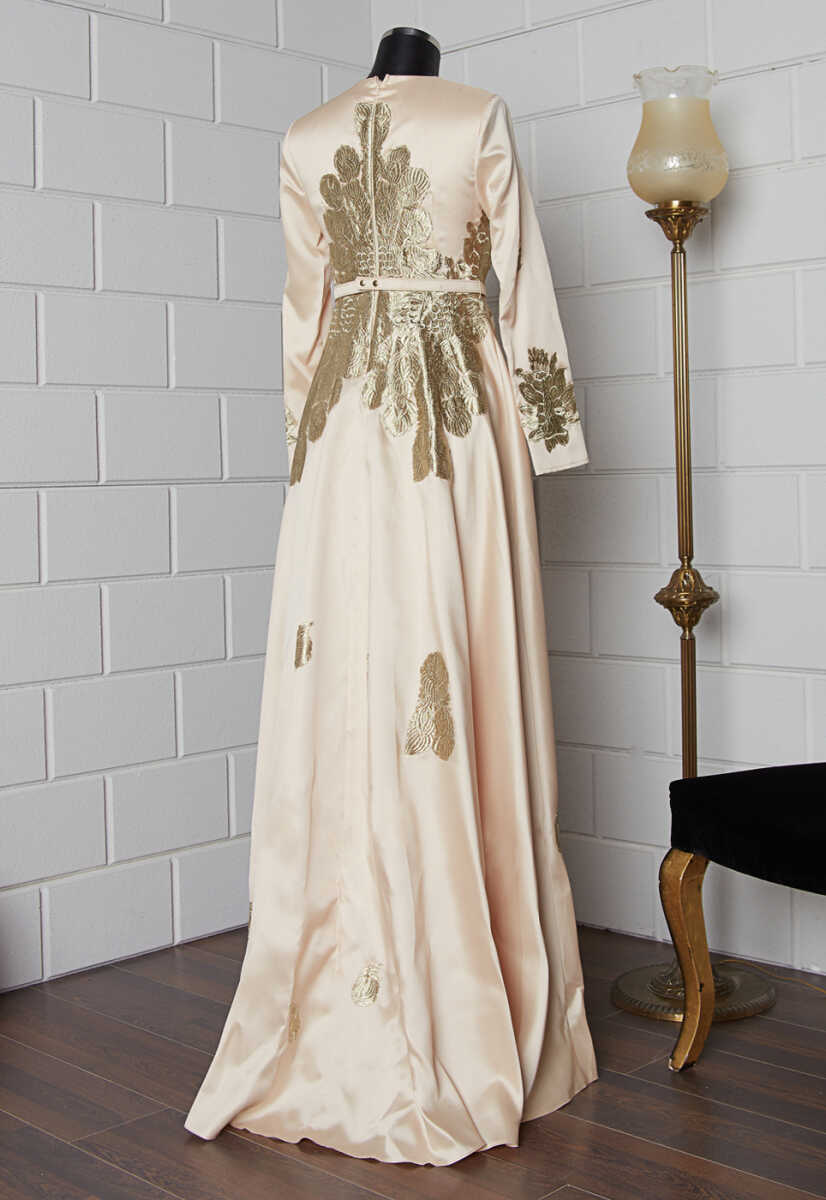 17Y1052 GÜPÜRLÜ KEMER DETAYLI ABİYE, Tesettür Giyim