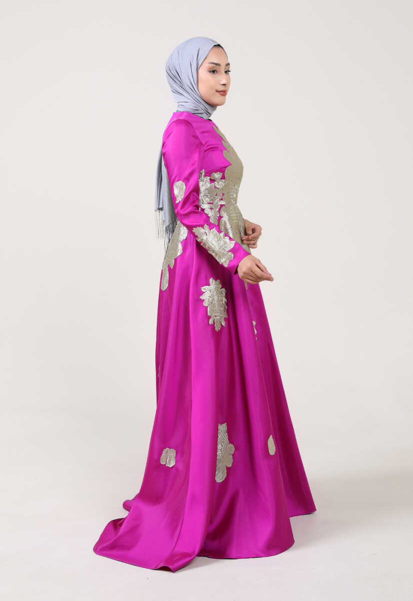 17Y1052 GÜPÜRLÜ KEMER DETAYLI ABİYE, Tesettür Giyim