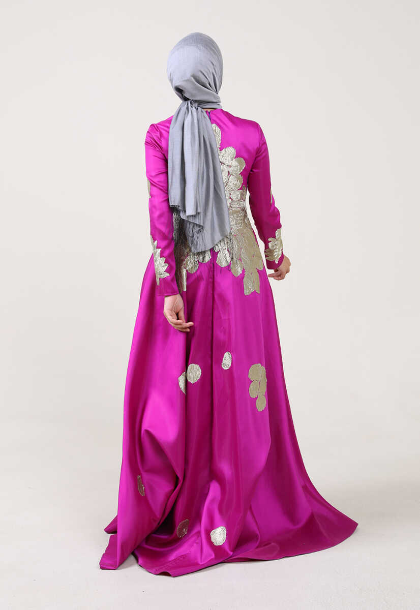 17Y1052 GÜPÜRLÜ KEMER DETAYLI ABİYE, Tesettür Giyim