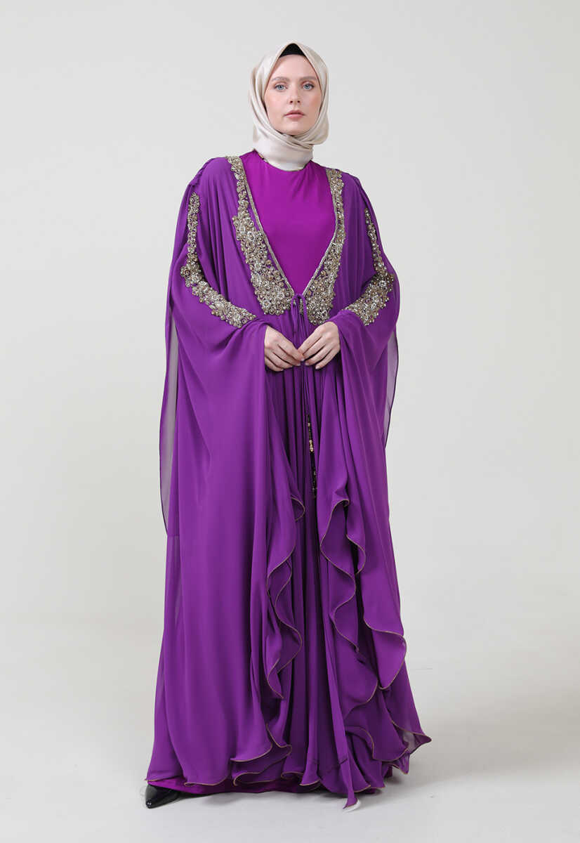 17y191025 İşlemeli Şifon Mixli Abiye, Tesettür Giyim