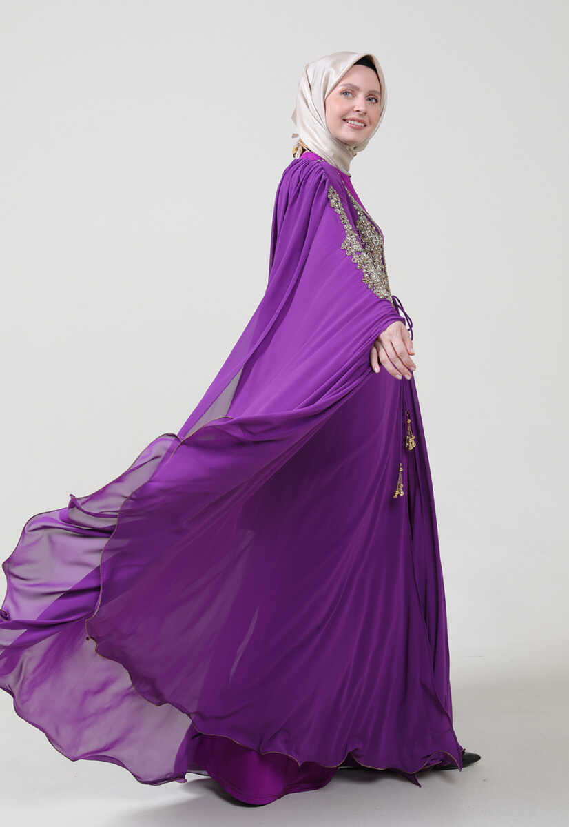 17y191025 İşlemeli Şifon Mixli Abiye, Tesettür Giyim