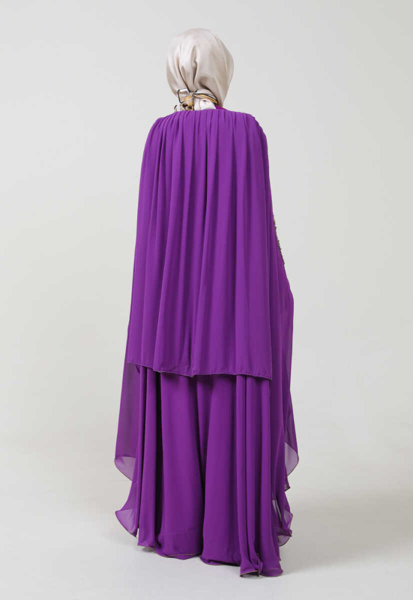 17y191025 İşlemeli Şifon Mixli Abiye, Tesettür Giyim