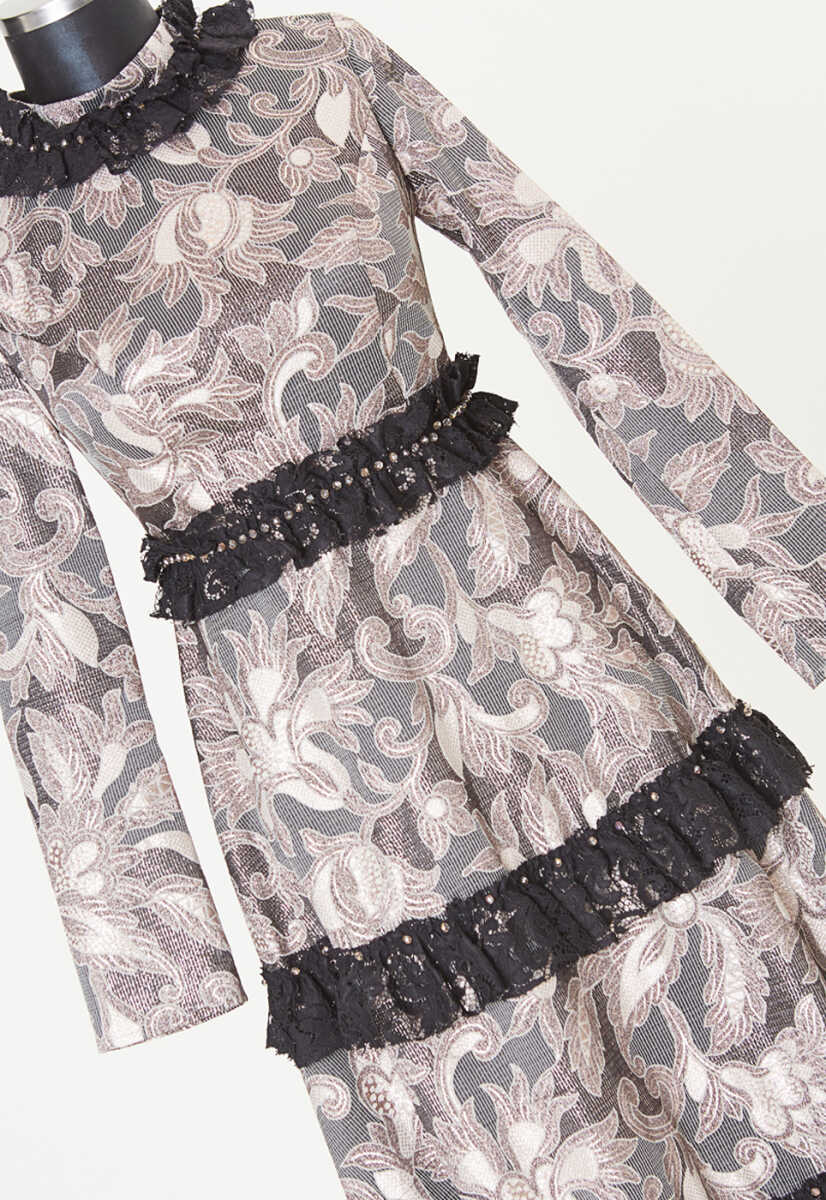 17Y1006 Şerit Dantelli Abiye, Tesettür Giyim