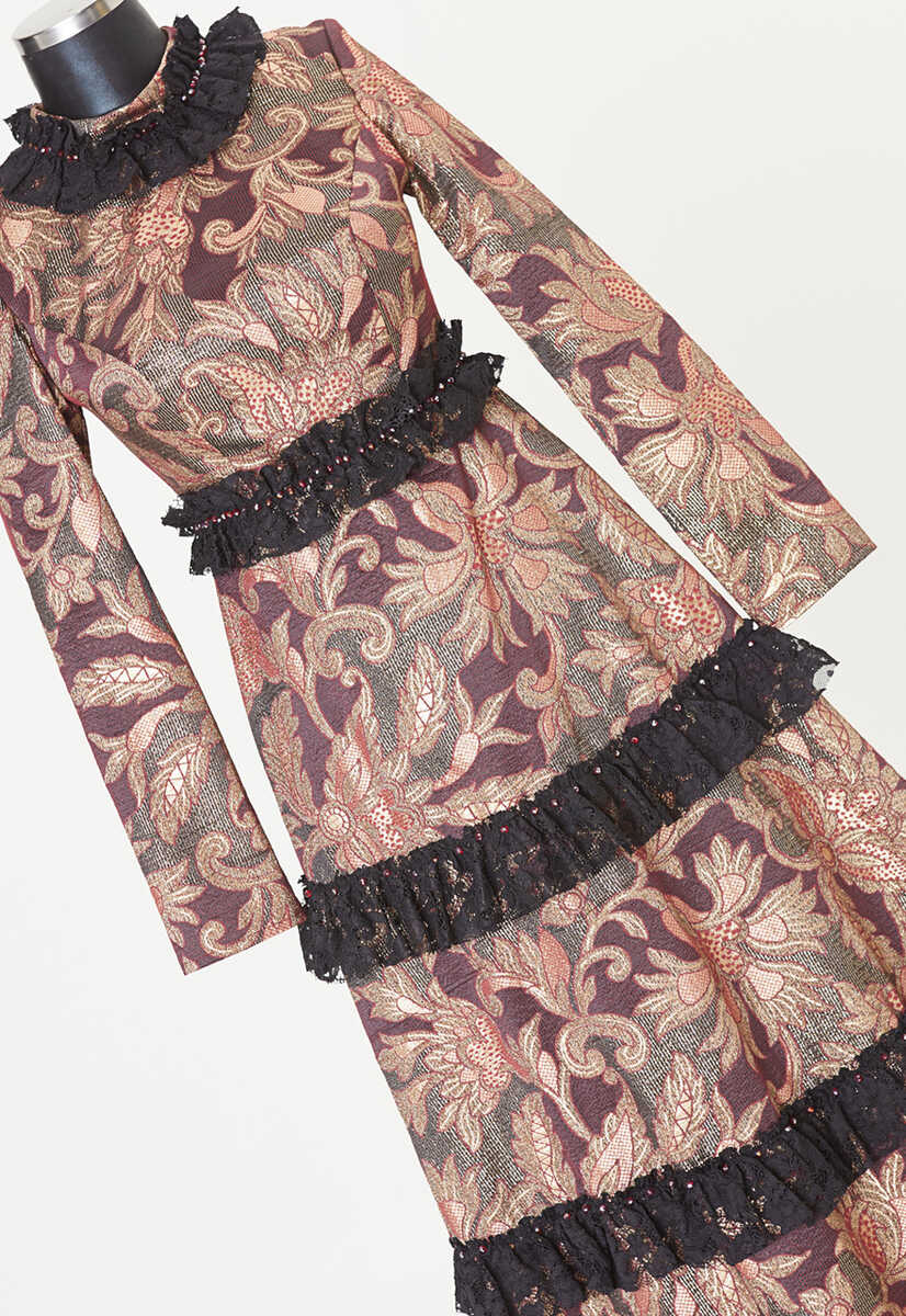 17Y1006 Şerit Dantelli Abiye, Tesettür Giyim