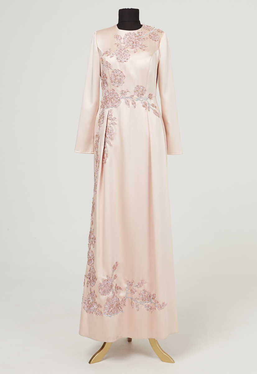 18y1054 Çiçek Desenli Abiye, Tesettür Giyim