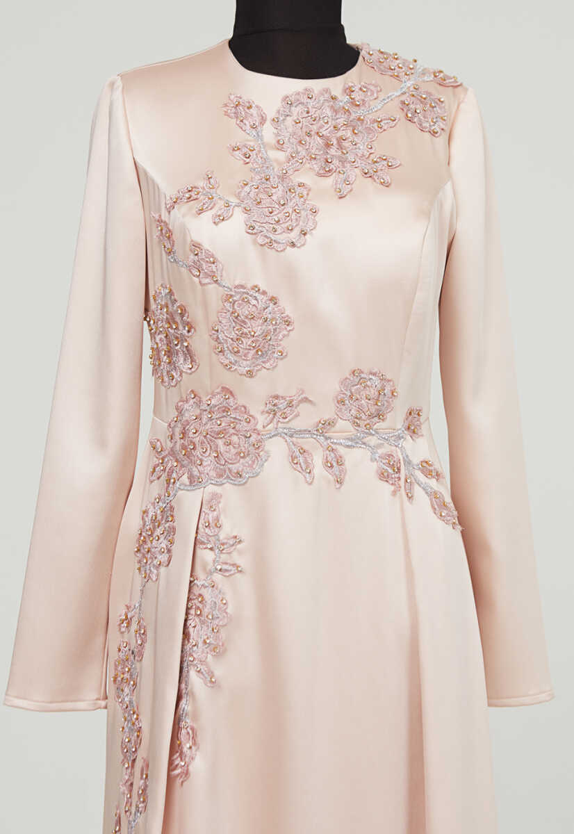 18y1054 Çiçek Desenli Abiye, Tesettür Giyim