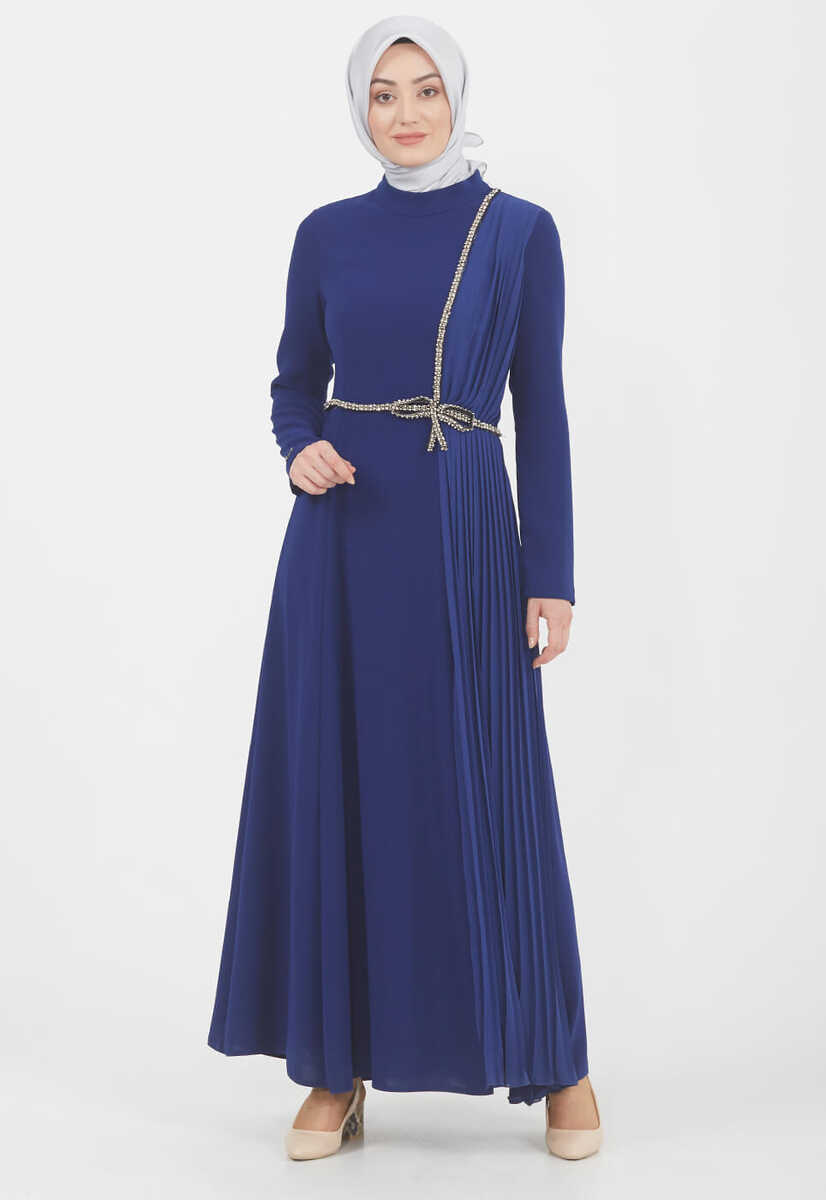 1302 TAŞ ŞERİTLİ GÜNLÜK ABİYE ELBİSE, Tesettür Giyim