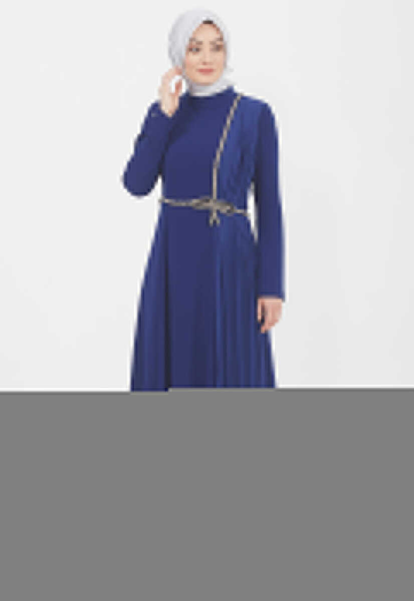 1302 TAŞ ŞERİTLİ GÜNLÜK ABİYE ELBİSE, Tesettür Giyim