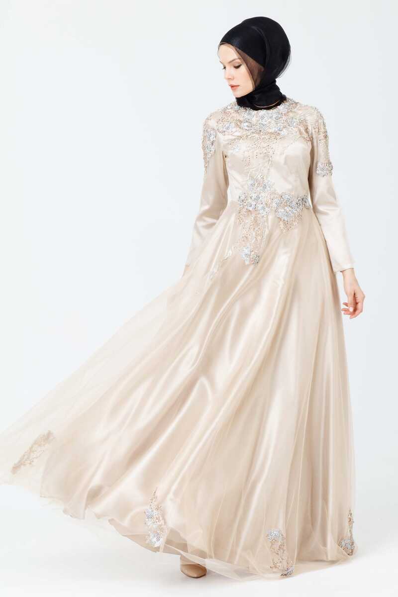 1814 İŞLEMELİ TÜLLÜ TESETTÜR ABİYE, Tesettür Giyim