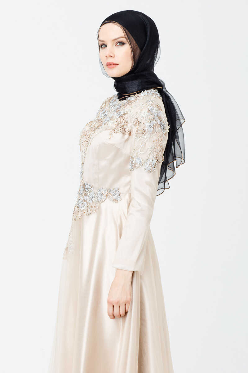 1814 İŞLEMELİ TÜLLÜ TESETTÜR ABİYE, Tesettür Giyim