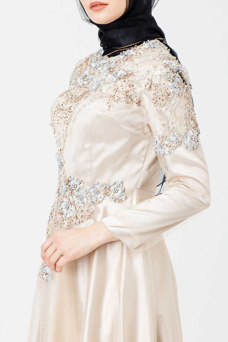 1814 İŞLEMELİ TÜLLÜ TESETTÜR ABİYE, Tesettür Giyim