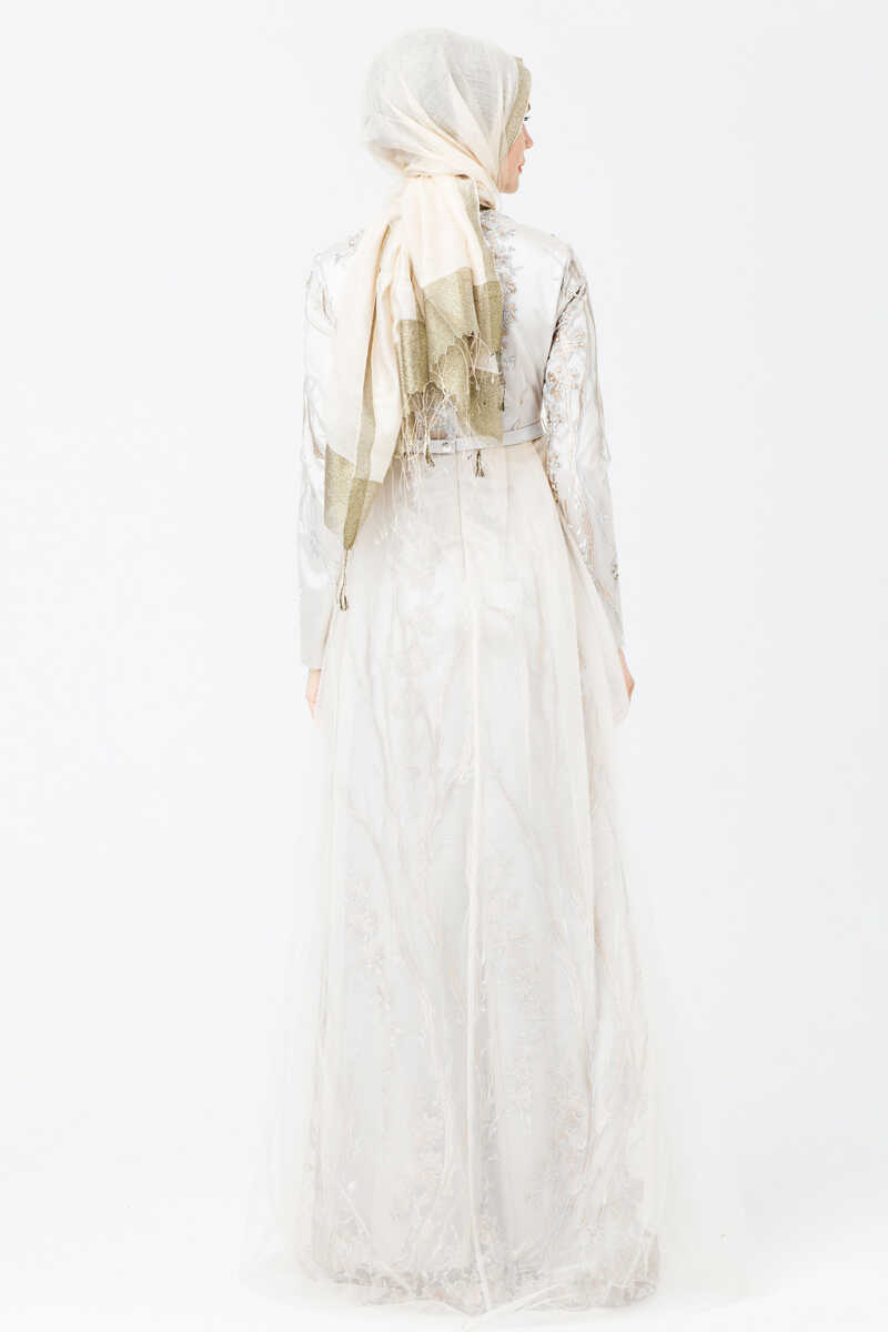 1841 İŞLEMELİ TÜL DETAYLI ABİYE, Tesettür Giyim