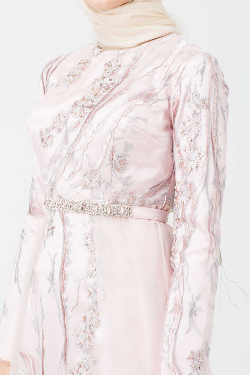 1841 İŞLEMELİ TÜL DETAYLI ABİYE, Tesettür Giyim