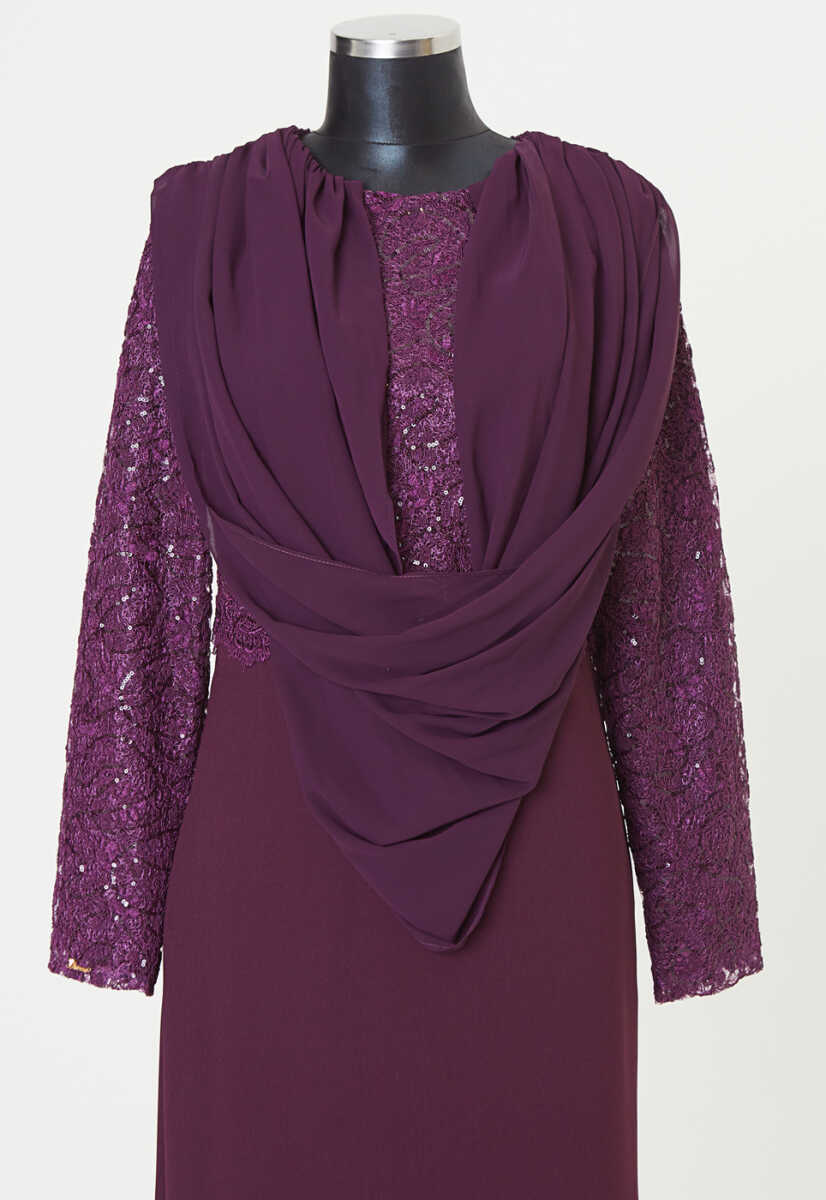 1813 İŞLEMELİ BALIK ABİYE, Tesettür Giyim