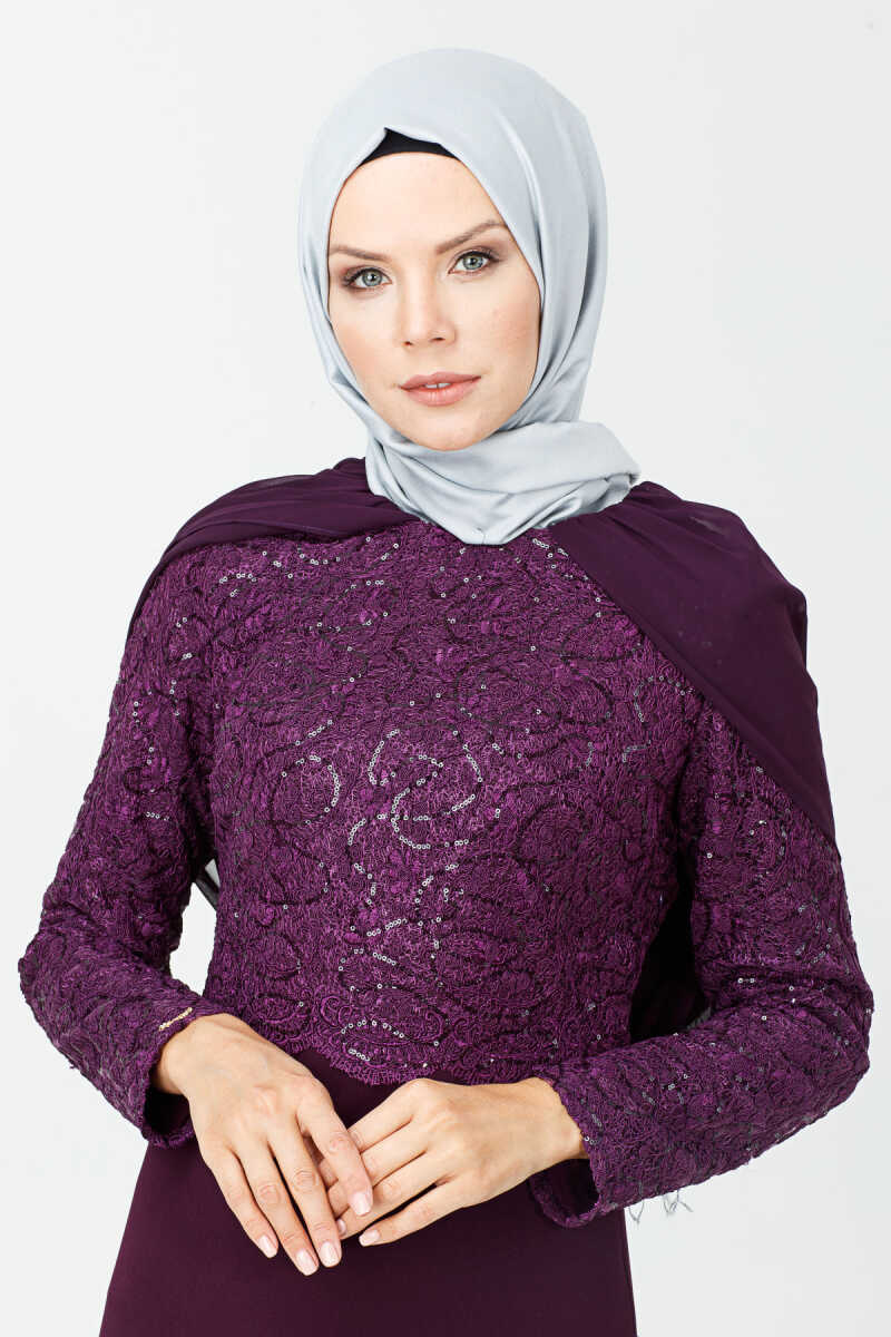 1813 İŞLEMELİ BALIK ABİYE, Tesettür Giyim