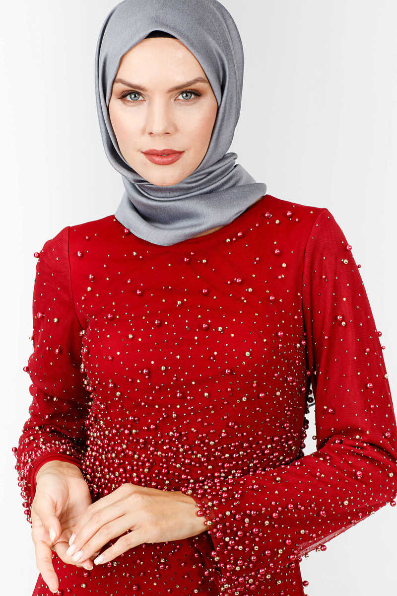 790 İNCİLİ TAŞLI TÜL ABİYE, Tesettür Giyim