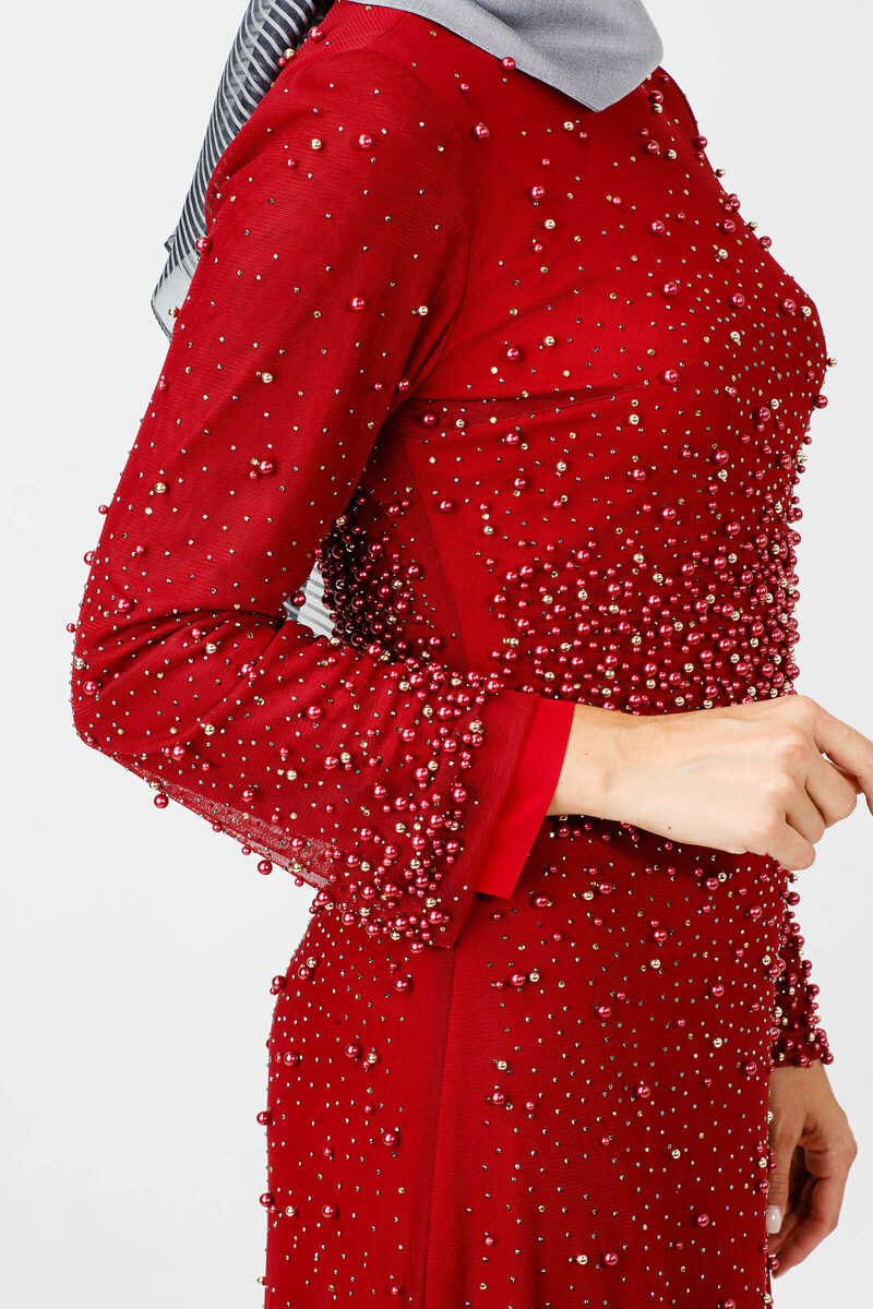 790 İNCİLİ TAŞLI TÜL ABİYE, Tesettür Giyim