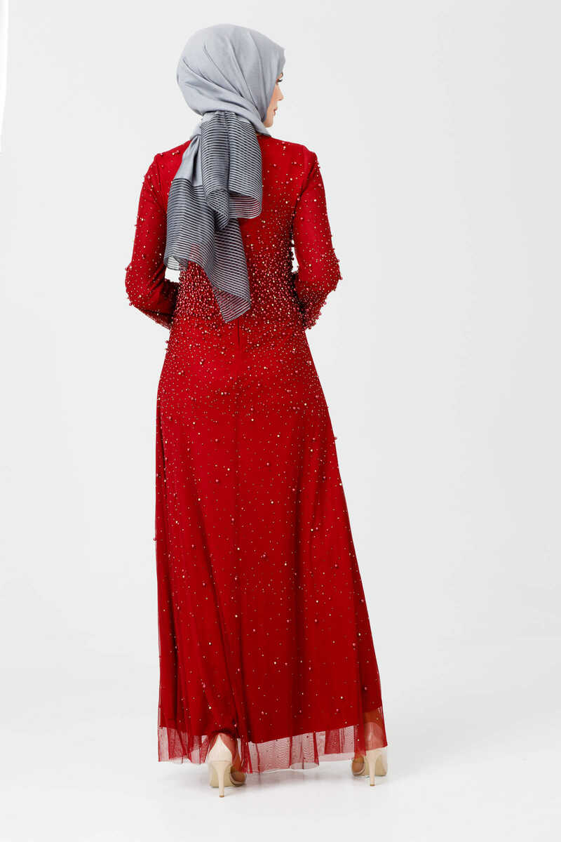 790 İNCİLİ TAŞLI TÜL ABİYE, Tesettür Giyim