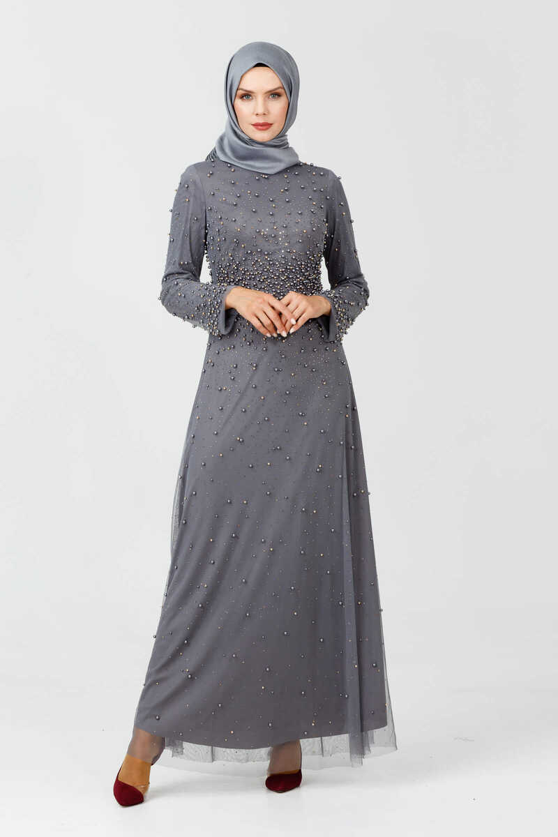 790 İNCİLİ TAŞLI TÜL ABİYE, Tesettür Giyim