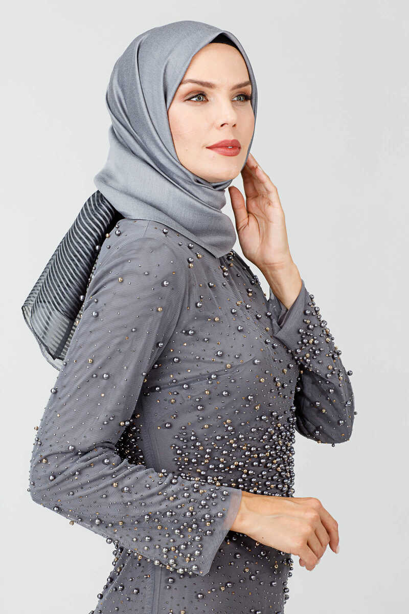 790 İNCİLİ TAŞLI TÜL ABİYE, Tesettür Giyim