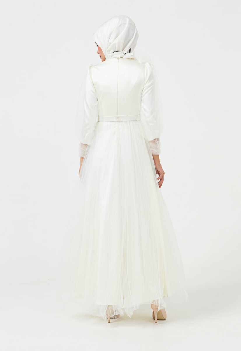 3986 Balon Kol Kemerli Abiye, Tesettür Giyim