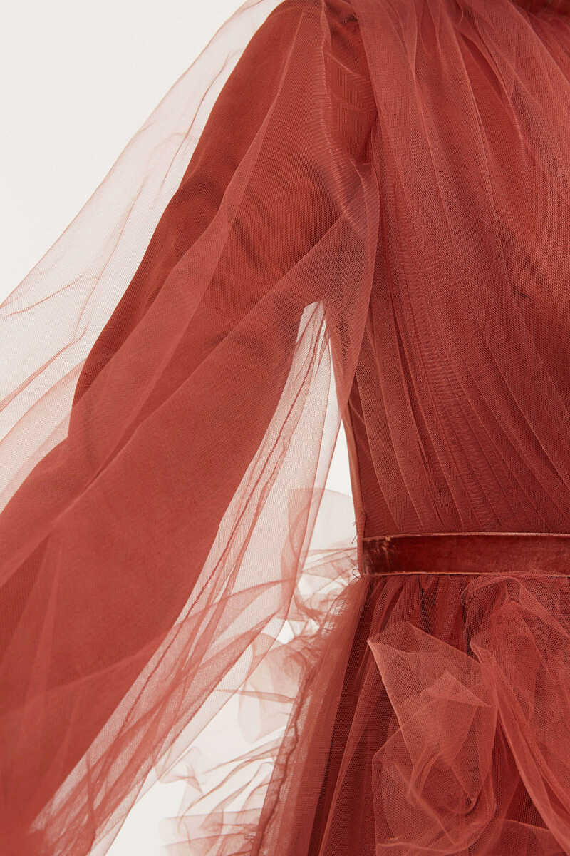 372 VOLANLI TÜL ELBİSE, Tesettür Giyim