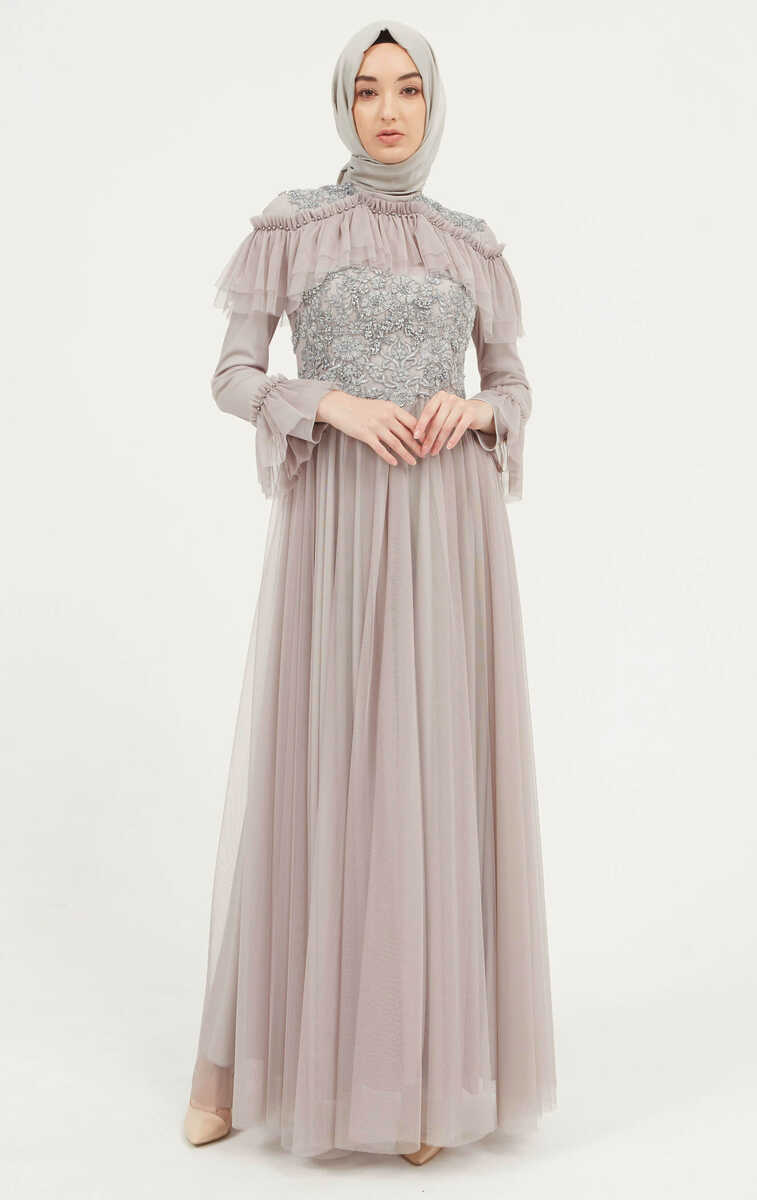 5001 GOTİK TÜLLÜ ABİYE, Tesettür Giyim