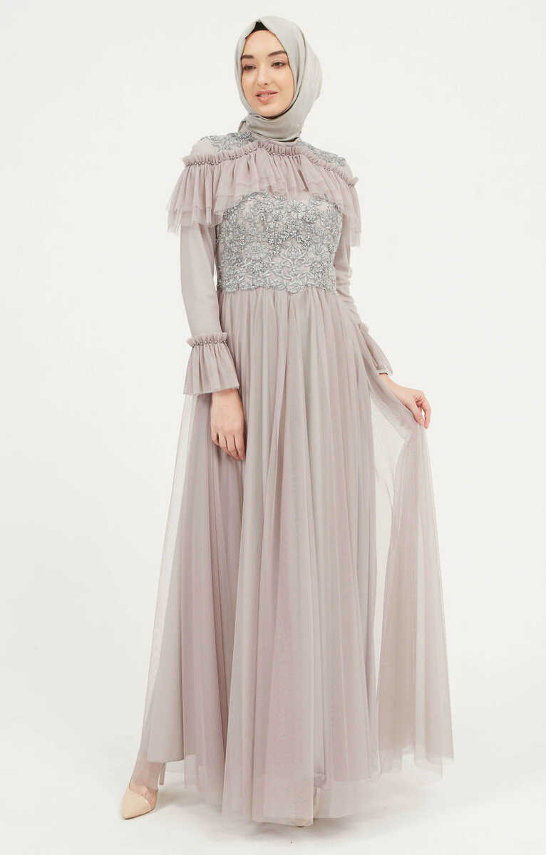 5001 GOTİK TÜLLÜ ABİYE, Tesettür Giyim