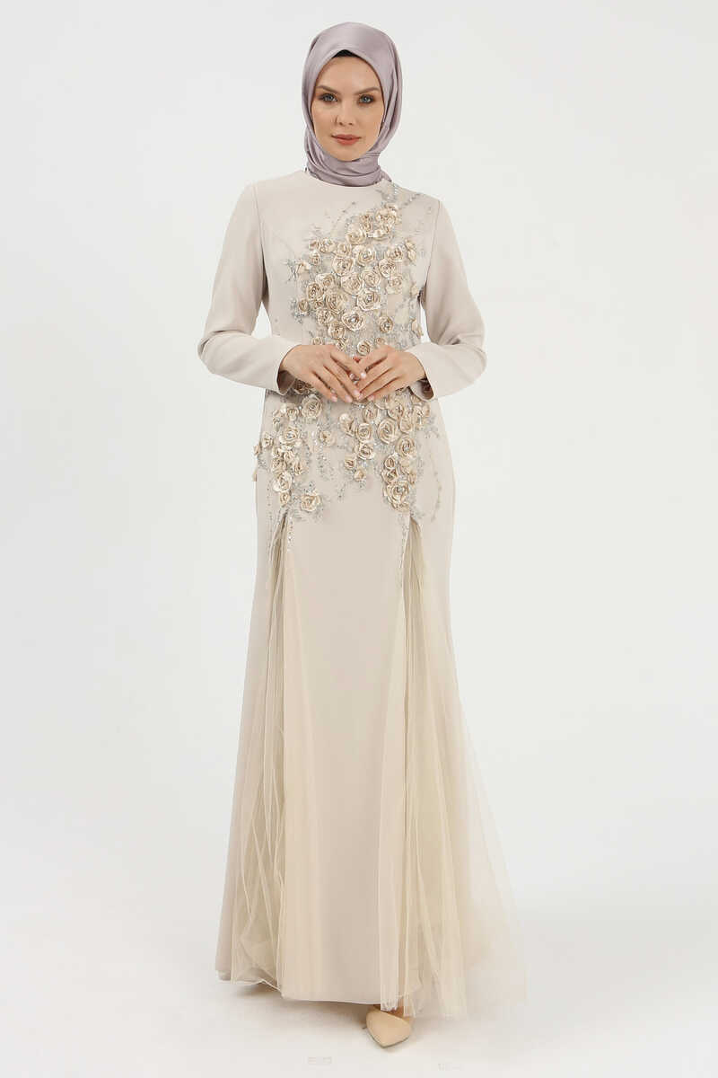 5002 TAŞLI VE TÜLLÜ ABİYE, Tesettür Giyim