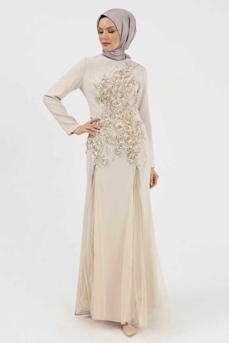 5002 TAŞLI VE TÜLLÜ ABİYE, Tesettür Giyim