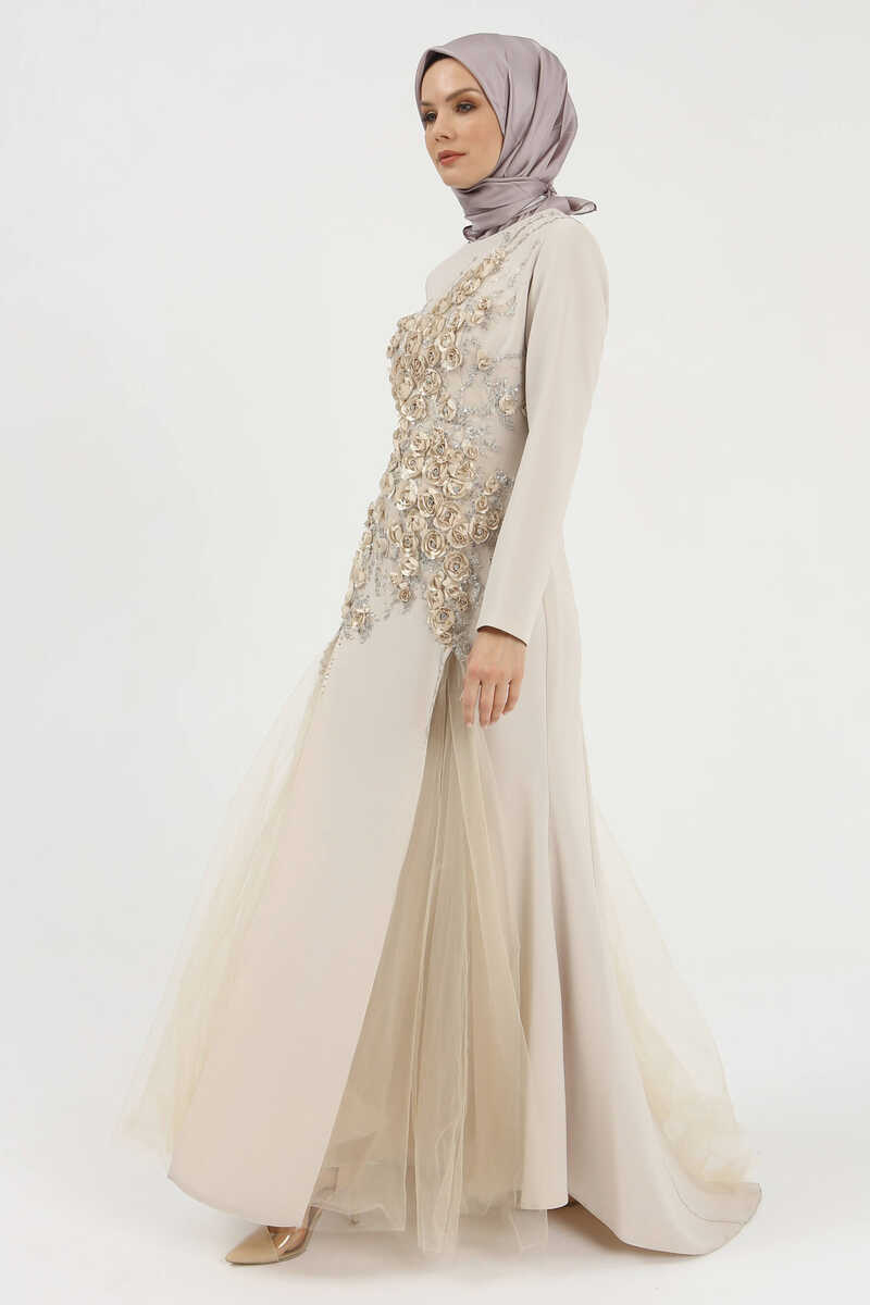 5002 TAŞLI VE TÜLLÜ ABİYE, Tesettür Giyim