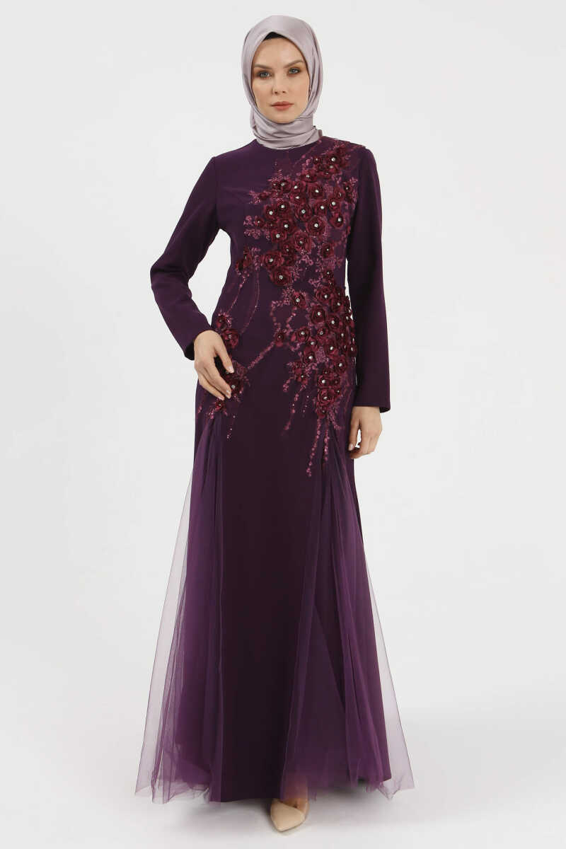 5002 TAŞLI VE TÜLLÜ ABİYE, Tesettür Giyim