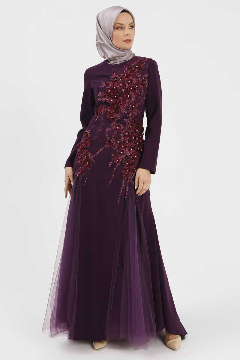 5002 TAŞLI VE TÜLLÜ ABİYE, Tesettür Giyim