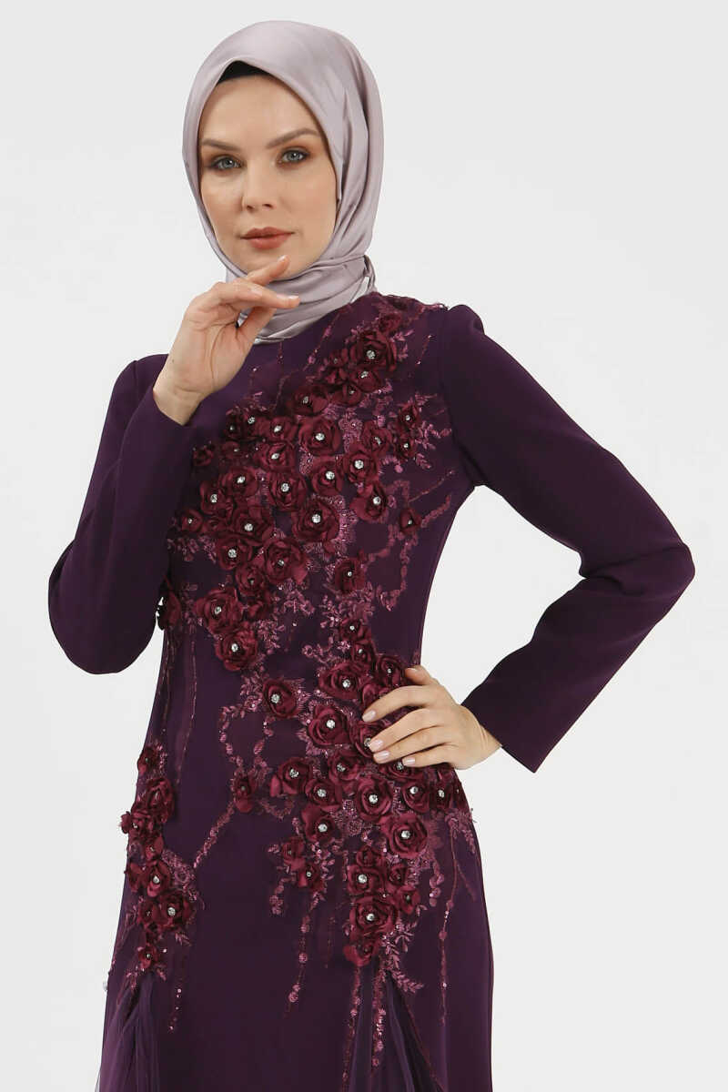 5002 TAŞLI VE TÜLLÜ ABİYE, Tesettür Giyim