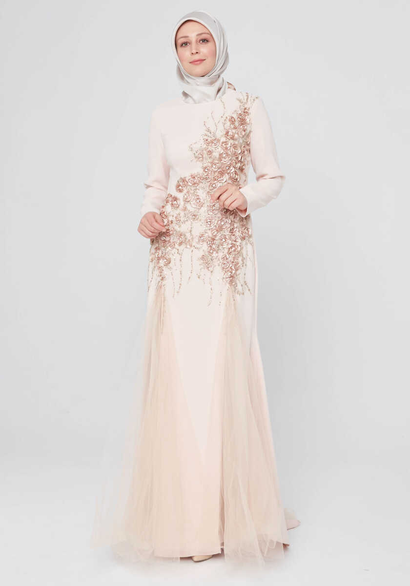 5002 TAŞLI VE TÜLLÜ ABİYE, Tesettür Giyim