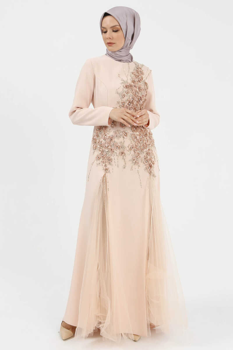 5002 TAŞLI VE TÜLLÜ ABİYE, Tesettür Giyim
