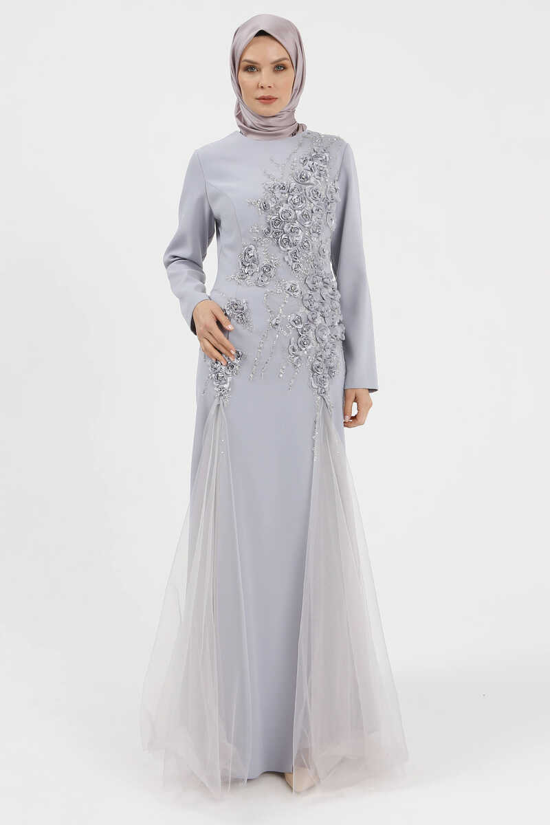 5002 TAŞLI VE TÜLLÜ ABİYE, Tesettür Giyim