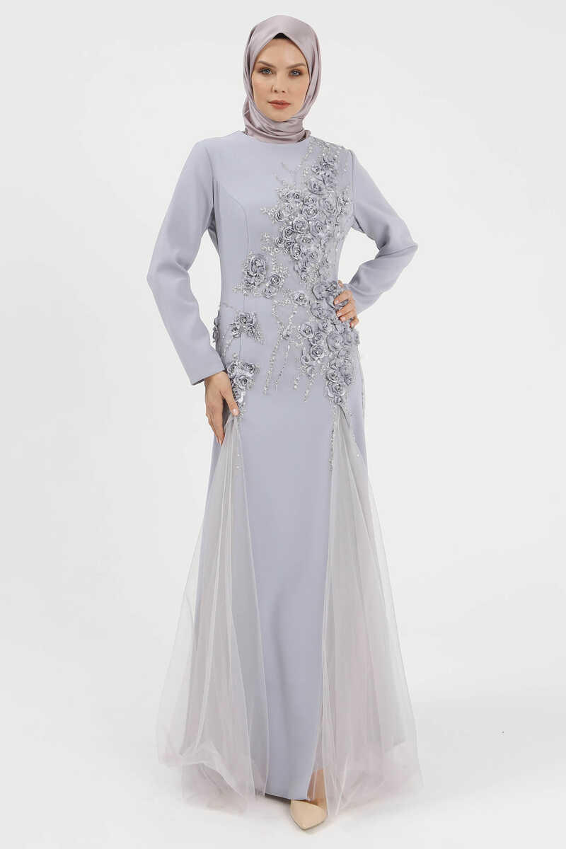 5002 TAŞLI VE TÜLLÜ ABİYE, Tesettür Giyim