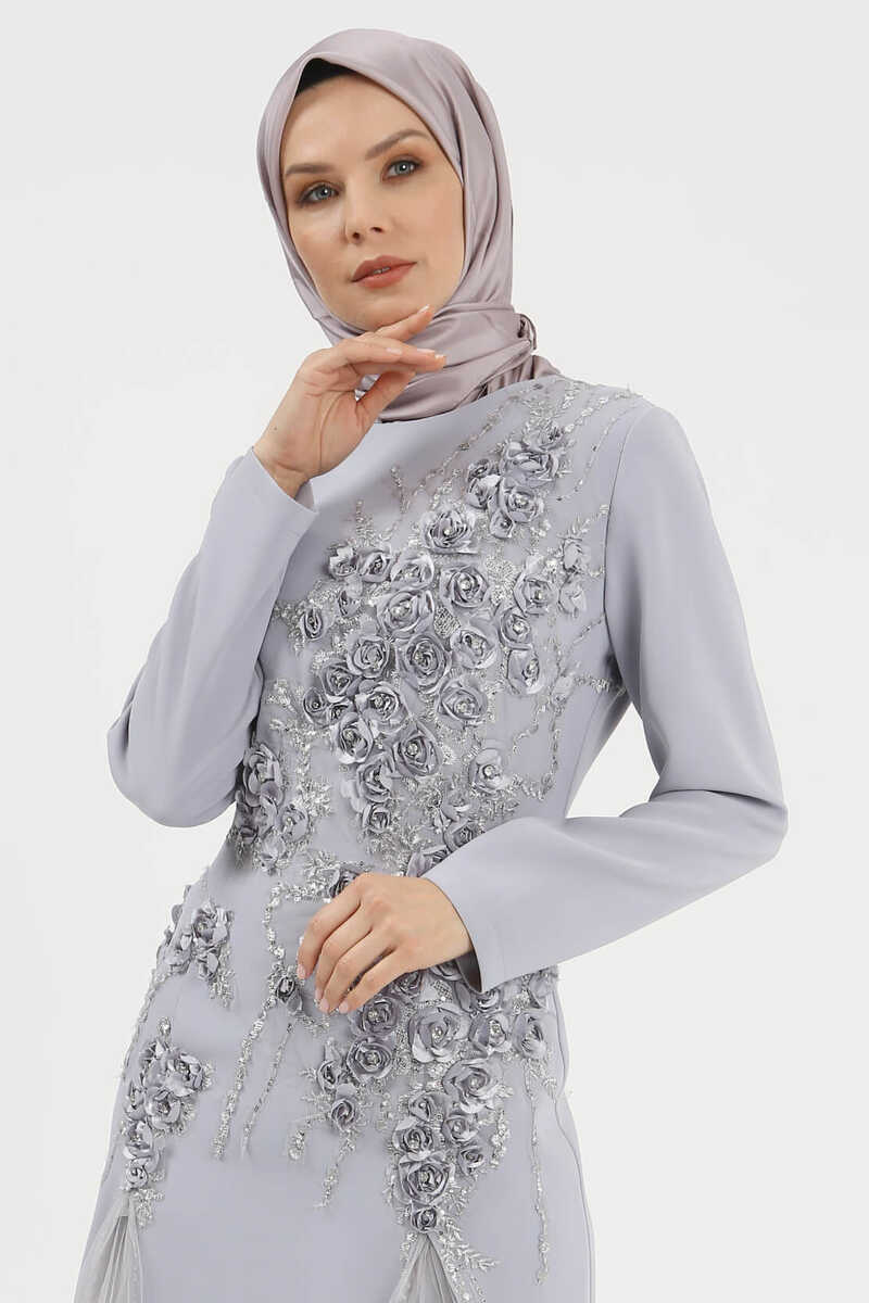 5002 TAŞLI VE TÜLLÜ ABİYE, Tesettür Giyim
